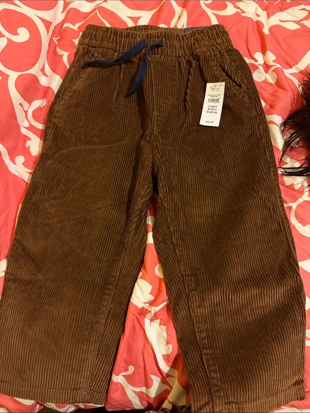 GAP Brown Corduroy Jogger Pants with Navy Drawstring
